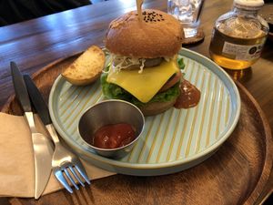 Blackbean cheese burger yummmm at Soiroum in Seoul