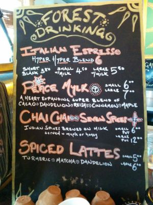 hot-drinks menu at Forest Eats in Kiama