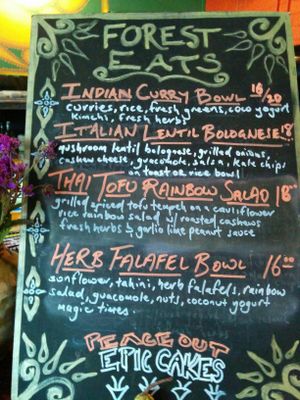 menu at Forest Eats in Kiama