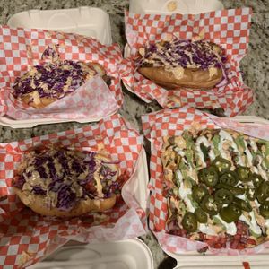 Jackfruit and asada torta and ‘chicken’ nacho   at El Cocinero Restaurant in Van Nuys