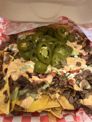 Carne asada nachos  at El Cocinero Restaurant in Van Nuys