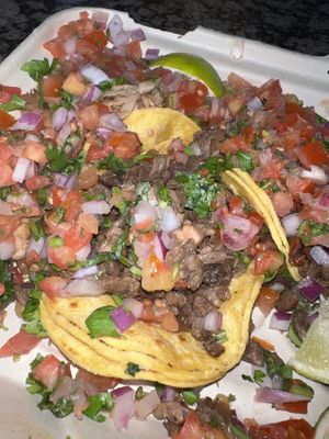 Vegan Tacos (Jackfruit + Asada)   at El Cocinero Restaurant in Van Nuys