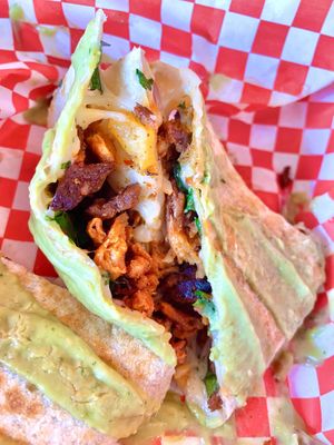 Interior: Quesadilla El pastor w/ avocado salsa drizzle. Delicious ✨  at El Cocinero Restaurant in Van Nuys