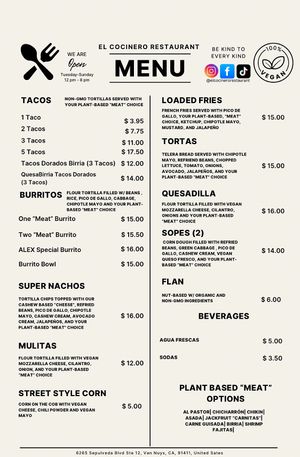   at El Cocinero Restaurant in Van Nuys