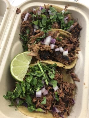 Vegan carnitas tacos at El Cocinero Restaurant in Van Nuys