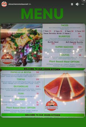Menu  at El Cocinero Restaurant in Van Nuys