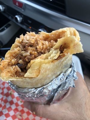 Burrito with al pastor  at El Cocinero Restaurant in Van Nuys