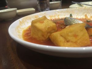 We didn't find my favorite tofu in tomato sauce dish (Dau Phu Sot Ca Chua) on the menu, but when I asked the server about it she confirmed it could be served. It was quite good. at Ngoc Toan in Dong Hoi