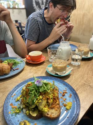 Tofu scramble and Mushroom burger  at Hunter in Rye