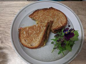 Vegan cheese, tomato and pesto toastie at Hunter in Rye