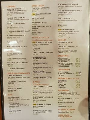 menu at Live in Iloilo City