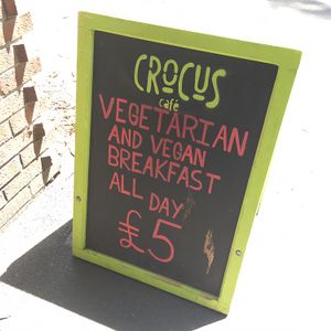 crocus sign board  at Crocus Cafe in Nottingham