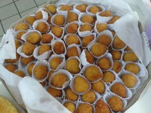 Brazilian birthday food (coxinhas) at Veg Show in Joao Pessoa