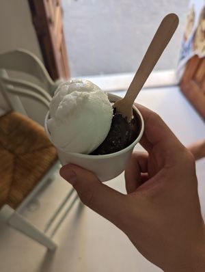 Dark chocolate and lemon sorbet at Royo in Rhodes