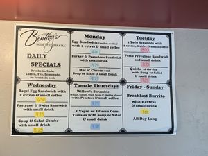 Specials at Bentley's House of Coffee & Tea in Tucson