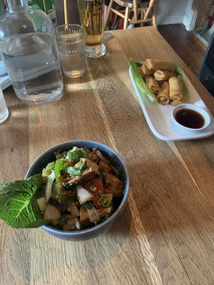 Spiced crispy bean curd and veggie spring rolls   at Wee Buddha in Edinburgh