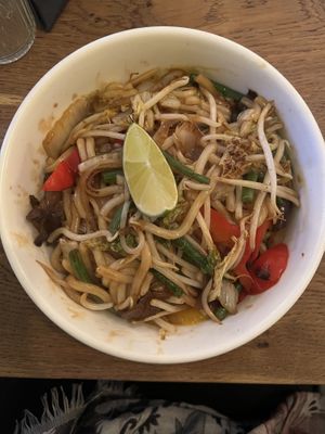 Japanese noddles veg con salsa pad Thai   at Wee Buddha in Edinburgh