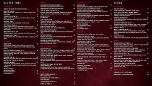 Zagames vegan and gluten free menu at Zagame's in Berwick