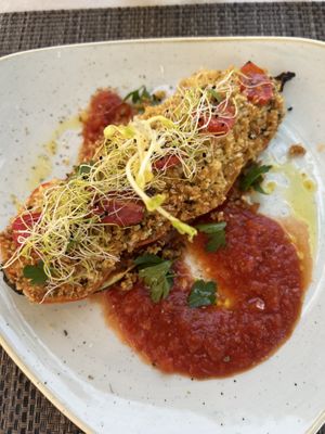 Zucchini mit Soya Bollo  at Mirablau Beach Bar & Restaurant in Mallorca