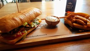 Ciabatta vegan cheese and seitan sandwich.  at D-Werk in Innsbruck