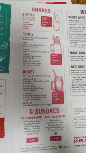 Vegan shakes (July 2019) at Steak Cattle & Roll - Bell St in Glasgow