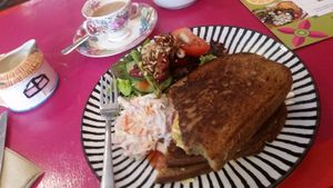 Avo melt - toasty sammich with a really tasty salad & slaw😄 at Java in Swanage