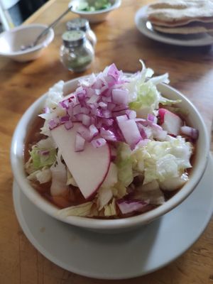 Pozole de setas at VegeTaco - Parque San Andrés in Mexico City