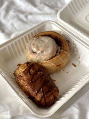 Chocolate croissant, cinnamon roll at Timeless Coffee Roasters and Bakery in Berkeley