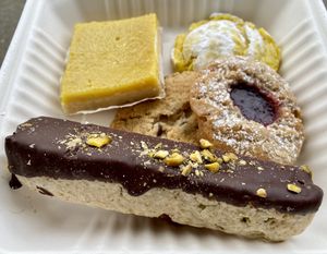 Cookies, biscotti and lemon bar  at Timeless Coffee Roasters and Bakery in Berkeley