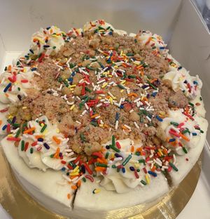 Birthday funfetti cake  at Timeless Coffee Roasters and Bakery in Berkeley