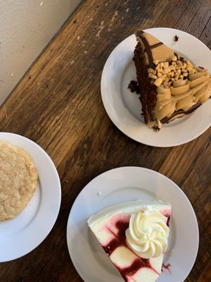Raspberry Cake and Peanut Butter Chocolate Cake at Timeless Coffee Roasters and Bakery in Berkeley