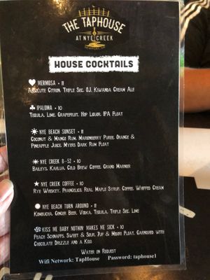 Cocktail menu. we visited during lunch from work so we did not try their cocktails. Even at lunchtime their music was on way too loud. at The Taphouse at Nye Creek in Newport