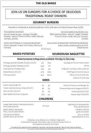 Lighter bites 2024 at The Old Barge in Hertford