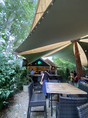 Outdoor seating & bar  at Behind the Bookstore in Edgartown