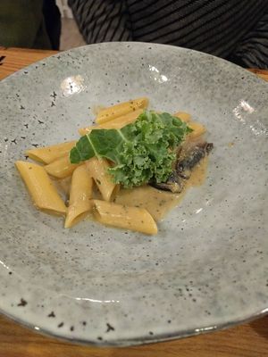 The 2nd time they brought back the undercooked pasta with the same amount of pasta on the plate. This was after the waitress took a piece off the plate with her finger. They just reboiled the pasta twice. at Naturalead in Kowloon