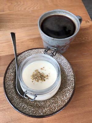 Coffee and Tofu pudding  at Naturalead in Kowloon