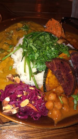 Vegan pumpkin curry here is so good!! at Vongo & Anchor in Chatan