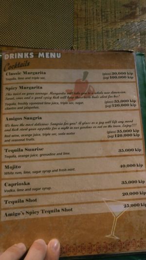 cocktails at Amigo's Mexican Restaurant in Luang Prabang