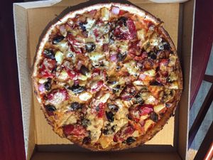 Classic vegetarian with vegan cheese at Pizza Max in West Melbourne