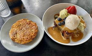 Brioche French Toast + Hash Brown (The perfect combo!) at Grown in West End