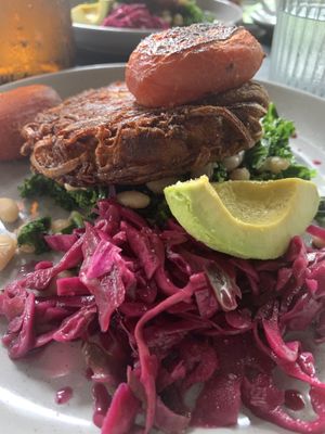 Potato hash breakfast. The hash was a little overdone this time   at Grown in West End