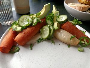 Paprika Braised Carrots & Confit Shallots at Grown in West End