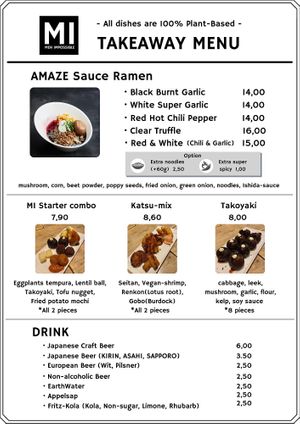 Menu table for takeaway  at Men Impossible in Amsterdam