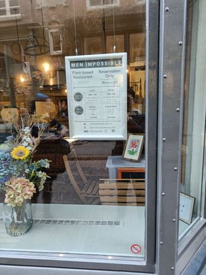 Window of the restaurant at Men Impossible in Amsterdam