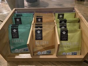 Teas. The hojicha tea is very good: it has a smoky and slightly salty taste. at Men Impossible in Amsterdam