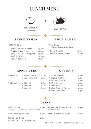 Lunch menu at Men Impossible in Amsterdam