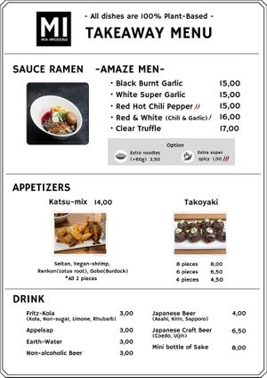 Takeaway menu at Men Impossible in Amsterdam