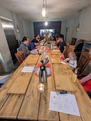 Communal table at Men Impossible in Amsterdam