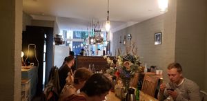 Just one communal table at Men Impossible in Amsterdam