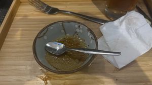 The matcha Creme brûlée dessert. Delicious! at Men Impossible in Amsterdam